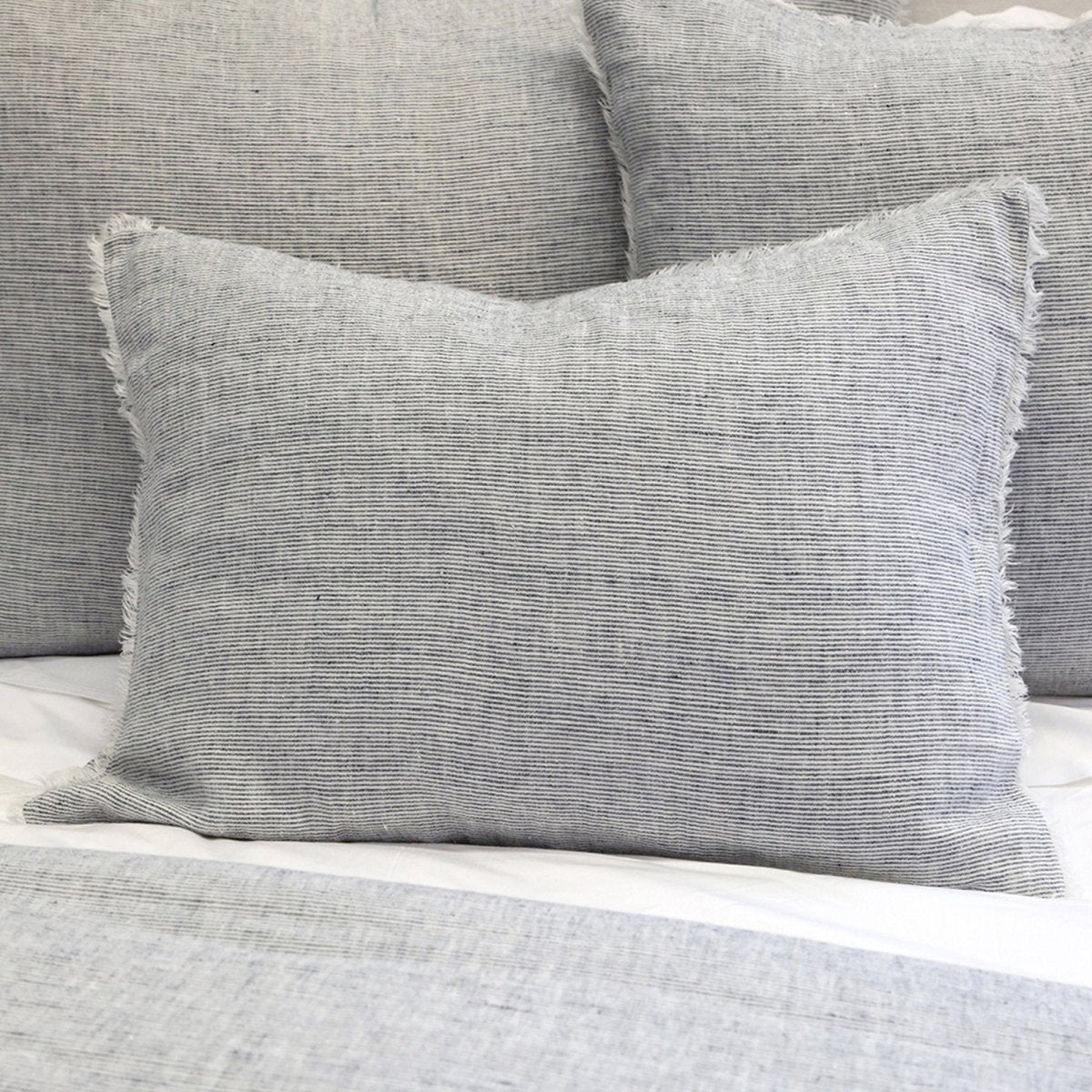 Fig Linens - Pom Pom at Home Bedding - Logan Navy Linen Sham, Pillow
