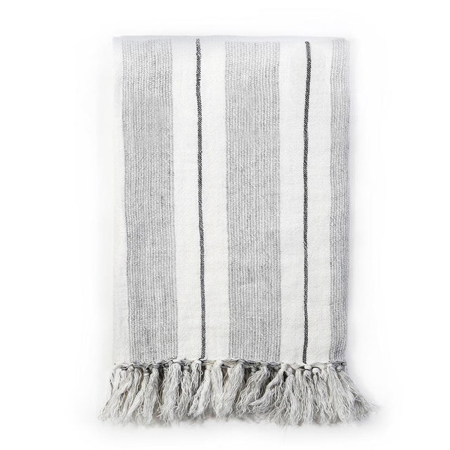 Pom Pom at Home - Laguna Grey & Charcoal Linen Blanket - Fig Linens