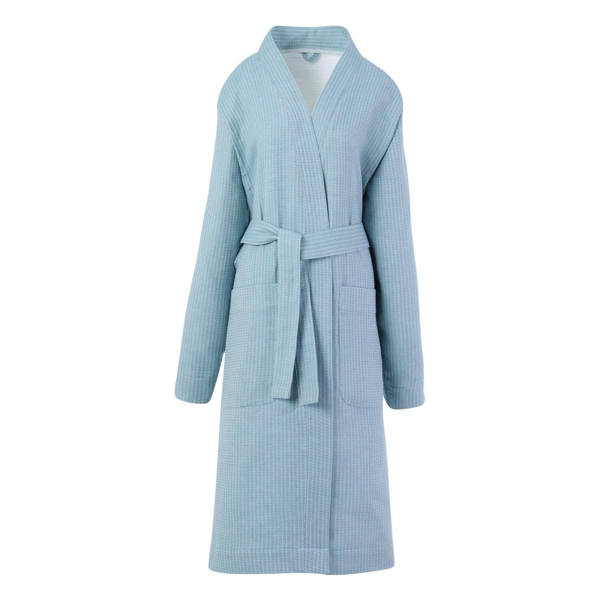 Duetto Adriatic Blue Bathrobe by Le Jacquard Français | Fig Linens - Bath robe, pockets, belt 