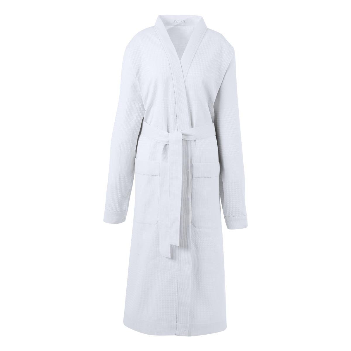 Volupte White Bathrobe by Le Jacquard Français | Fig Linens - Bath robe with pockets and belt