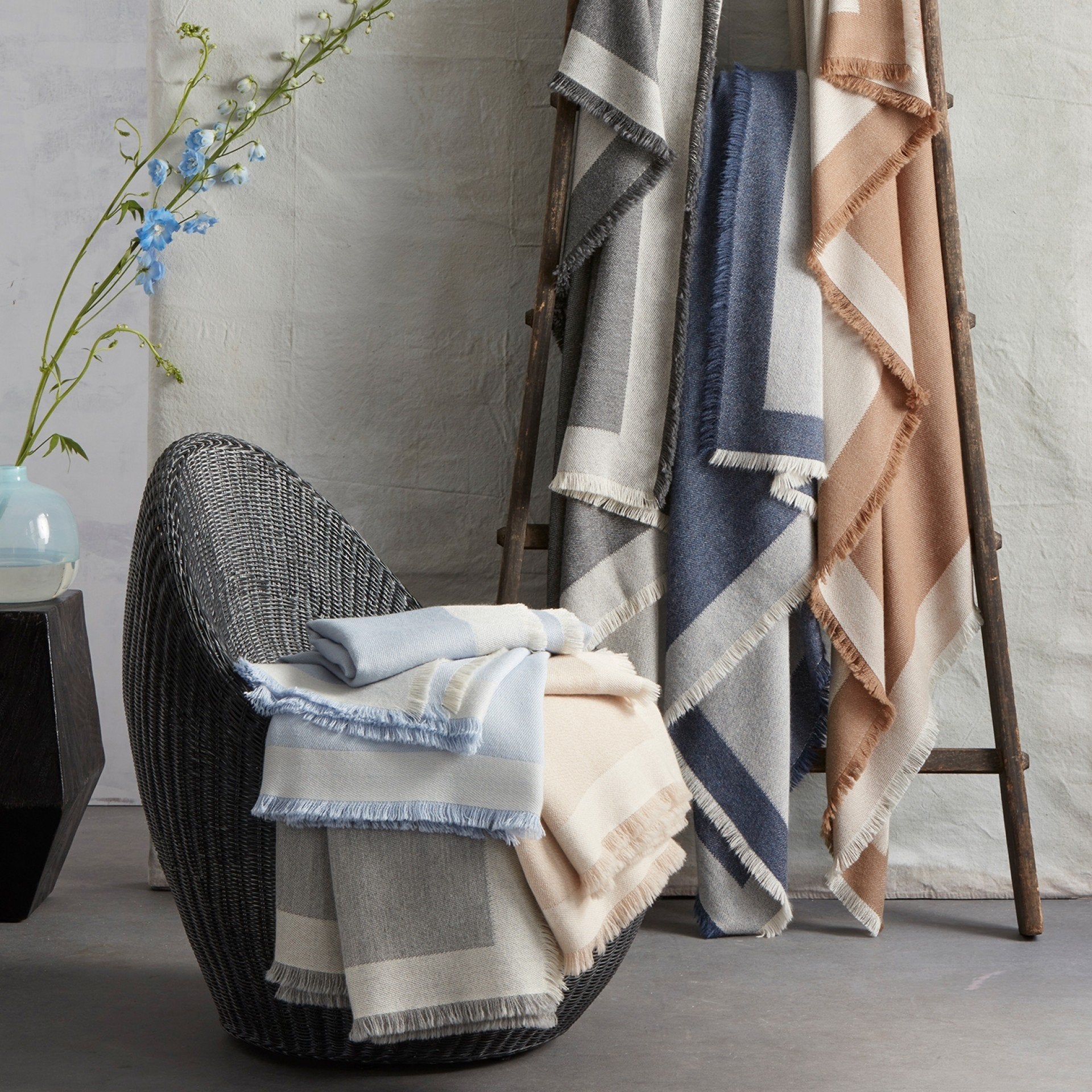 Suri Wedgwood Blue Alpaca Throw Blanket | Matouk at Fig Linens and Home