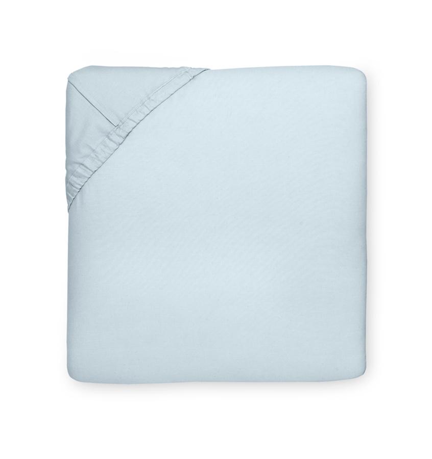 Fitted Sheet - Sferra Celeste Blue Cotton Percale - Blue Bed Sheet at Fig Linens and Home