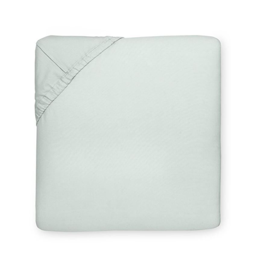 Fitted Sheet - Sferra Celeste Blue Cotton Percale - Blue Bed Sheet at Fig Linens and Home