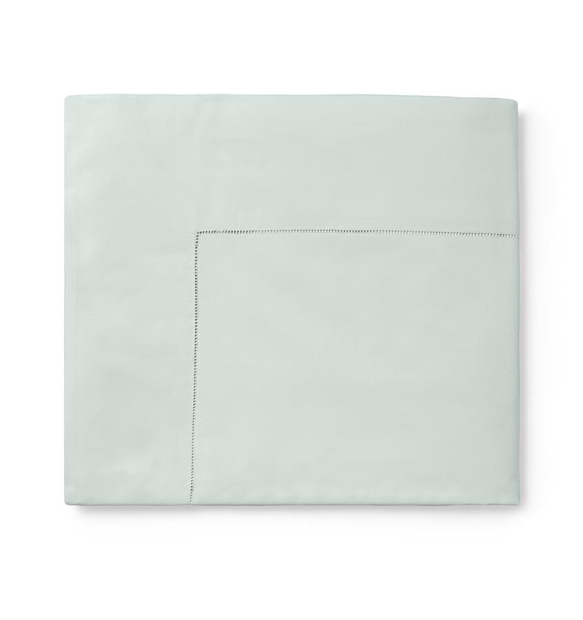 Celeste Sheeting by Sferra | Fig Linens - Silver Sage green flat sheet