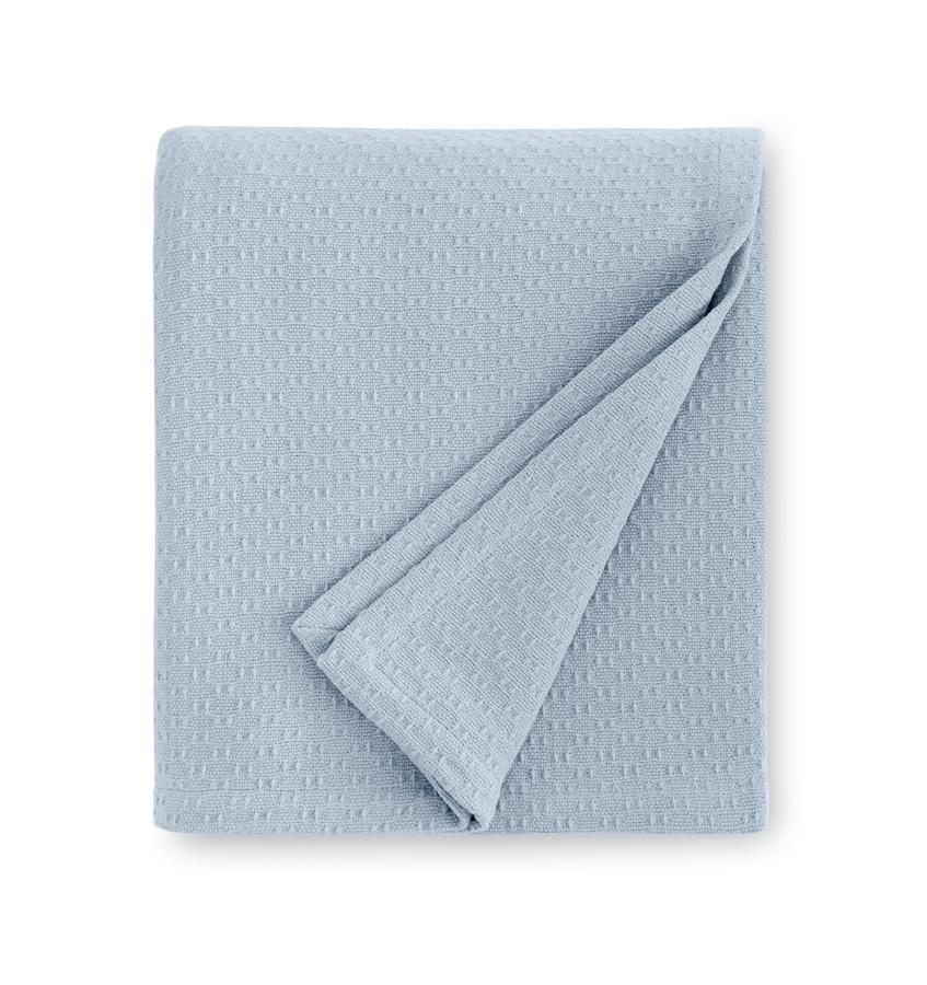 Corino Powder Blue Cotton Blanket by Sferra |  Fig Linens and Home - Blue cotton blanket