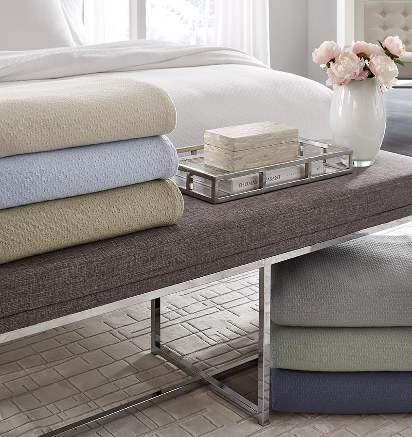 Corino Seagreen Cotton Blanket by Sferra |  Fig Linens and Home