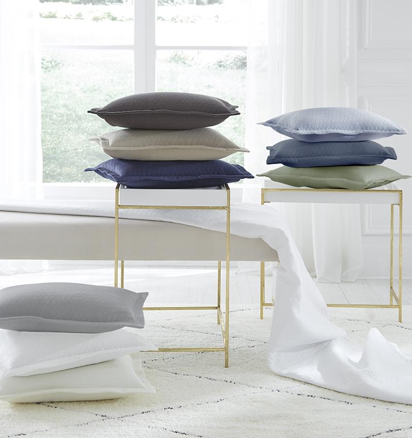 Fig Linens - Favo Seagreen Bedding Collection by Sferra - Shams