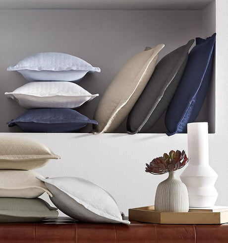 Fig Linens - Favo Latte Bedding Collection by Sferra - pique matelasse shams