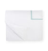 Fig Linens - Sferra Bedding - Grand Hotel White and Aqua Duvet