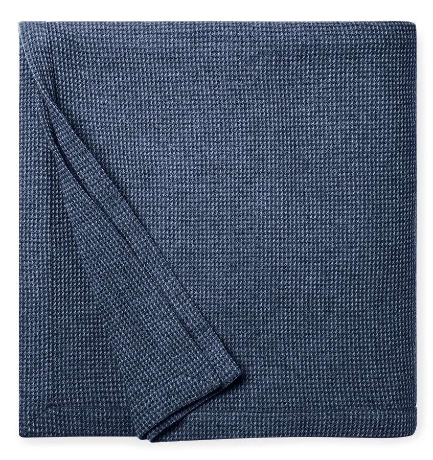 Talida Navy Wool Blanket by Sferra | Fig Linens - Delft and navy wool blanket