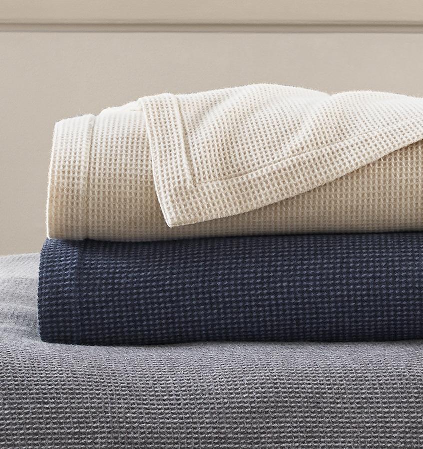 Talida Navy Wool Blanket by Sferra | Fig Linens - Wool blankets