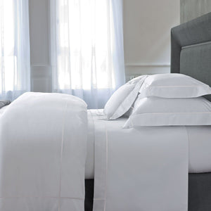 Athena Blanc Bedding by Yves Delorme | White Cotton Percale Bed Sheets at Fig Linens and Home