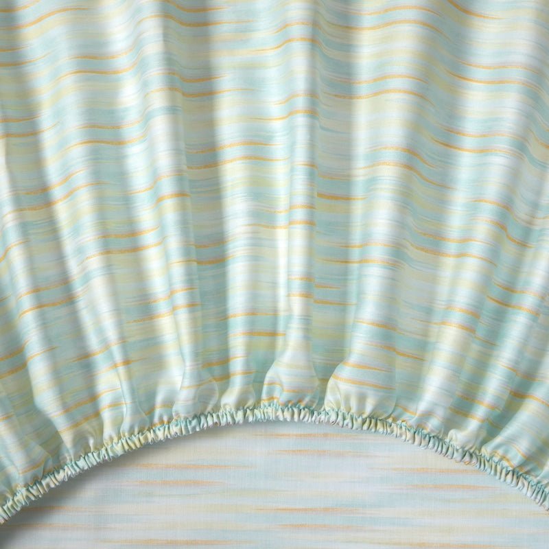 Detail of Fitted - Yves Delorme Tropical Green Bedding - Organic Cotton at Fig Linens and Home
