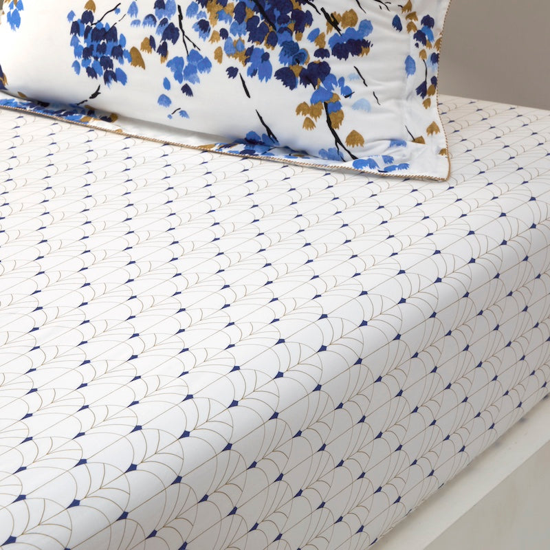 Yves Delorme Fitted Sheet Print - Canopee Organic Cotton Batiste - Bedding at Fig Linens and Home