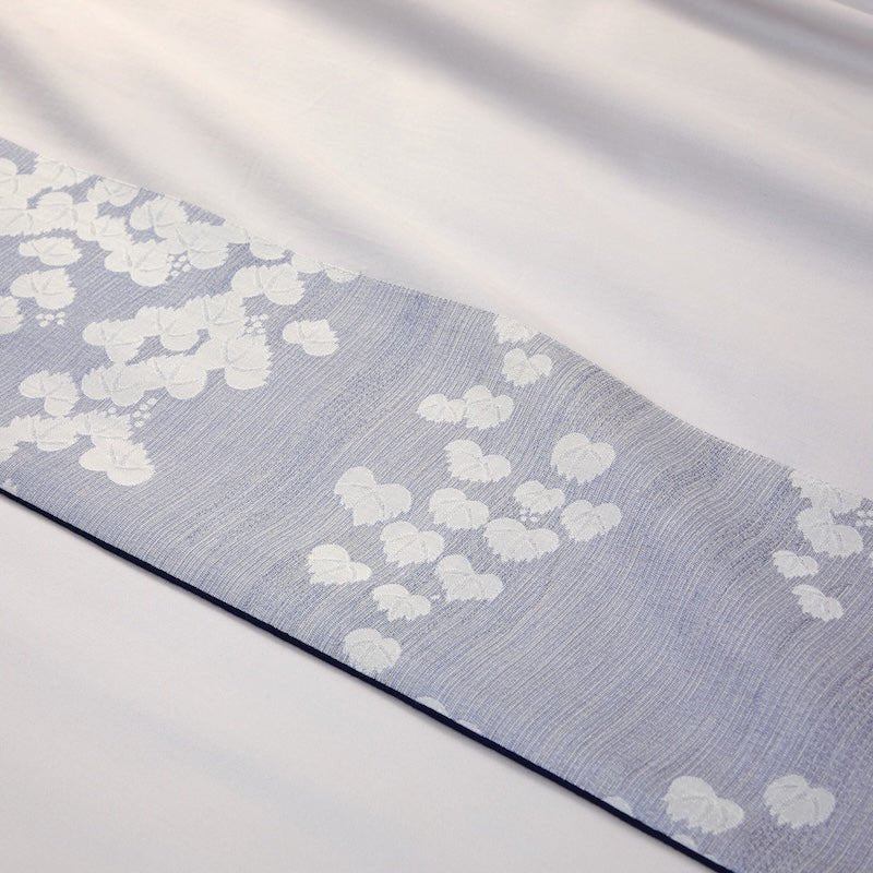 Flat Sheet Cuff Detail - Yves Delorme Estampe Bedding in Silver and Blue at Fig Linens and Home