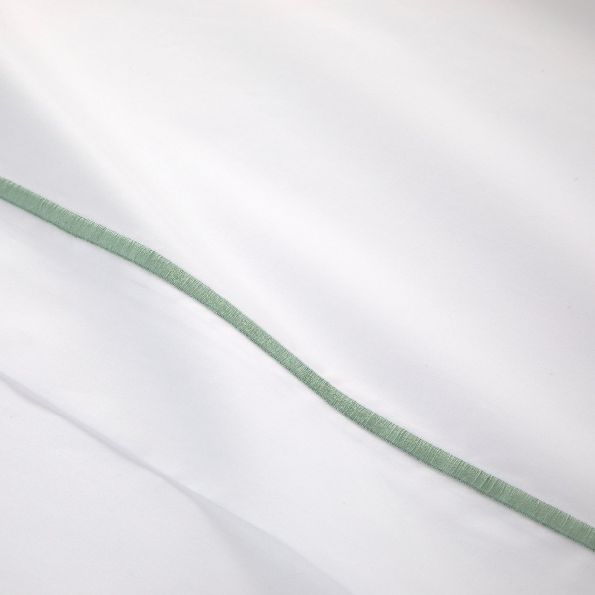 Yves Delorme Stitching Detail  - Athena Veronese Green Organic Percale Bedding