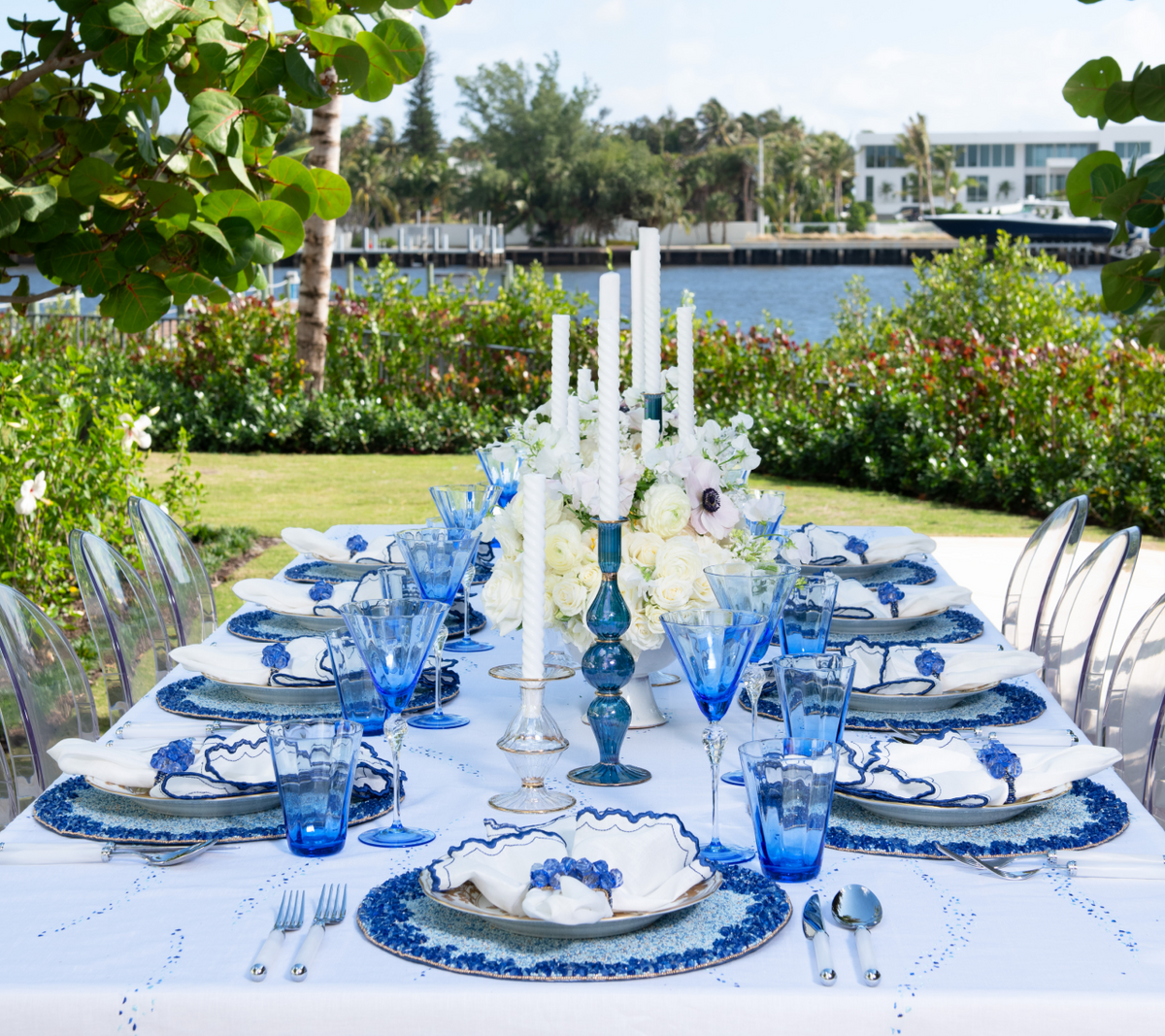 Ripple Blue Candlestick Detail 2 | Kim Seybert at Fig Linens and Home