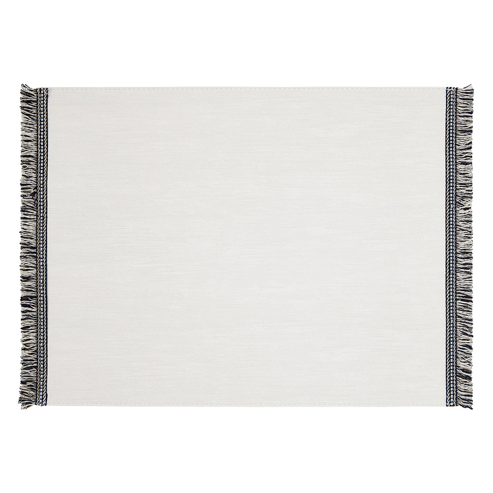 Fringe White & Navy Placemat | Mode Living at Fig Linens and Home