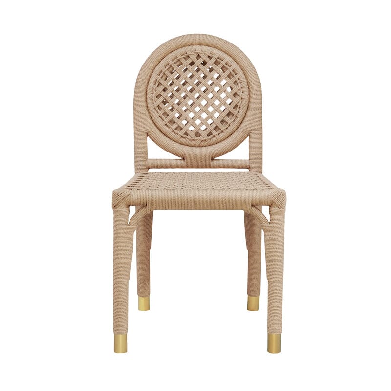 Worlds Away Gentry Natural Rattan Dining Chair Front View - Fig Linens and Home