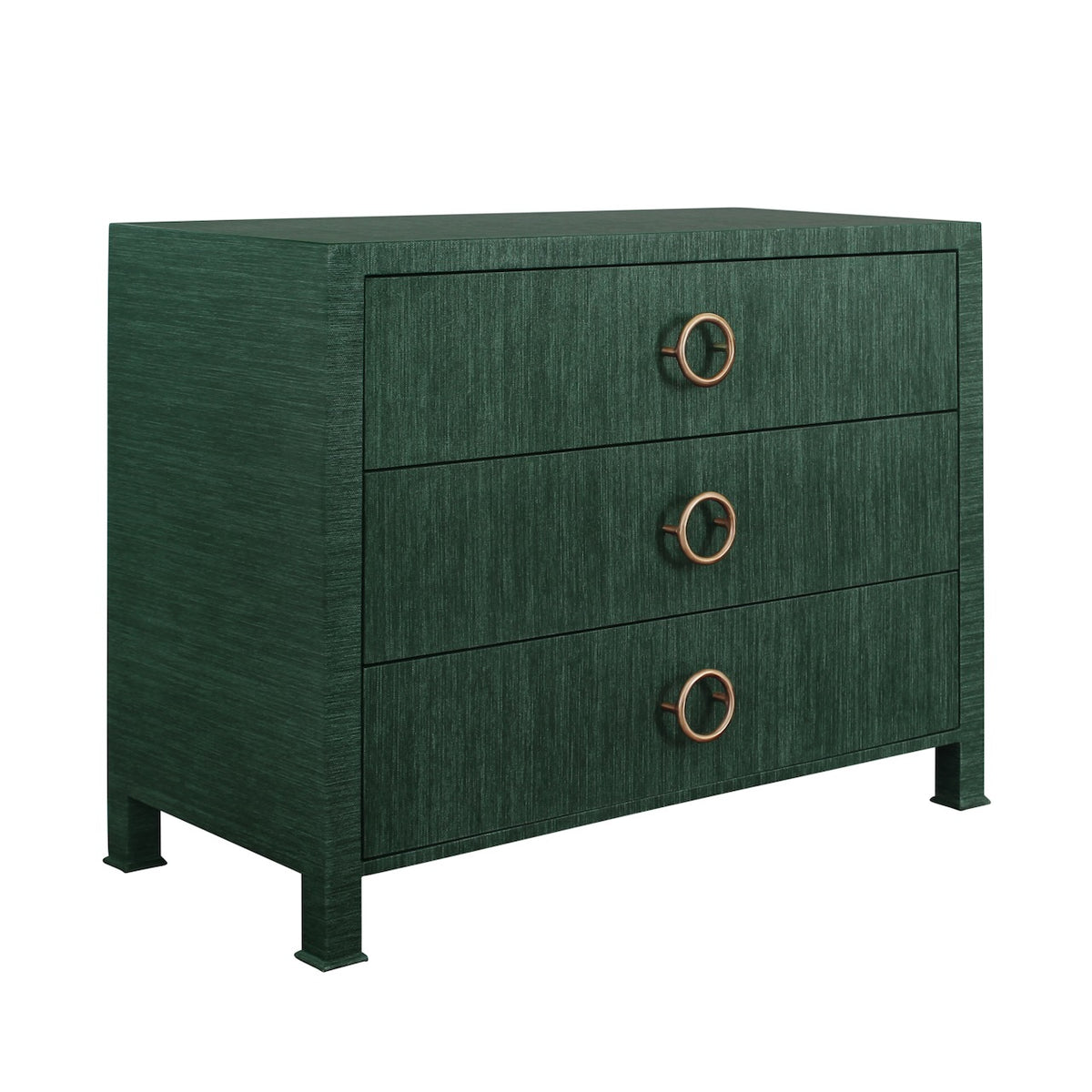 Getty Three Drawer Chest in Dyed Green Grasscloth by Worlds Away