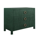 Getty Three Drawer Chest in Dyed Green Grasscloth by Worlds Away