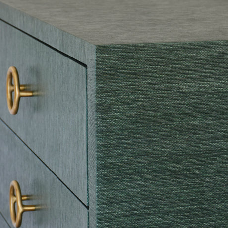 Getty Three Drawer Chest in Dyed Green Grasscloth by Worlds Away