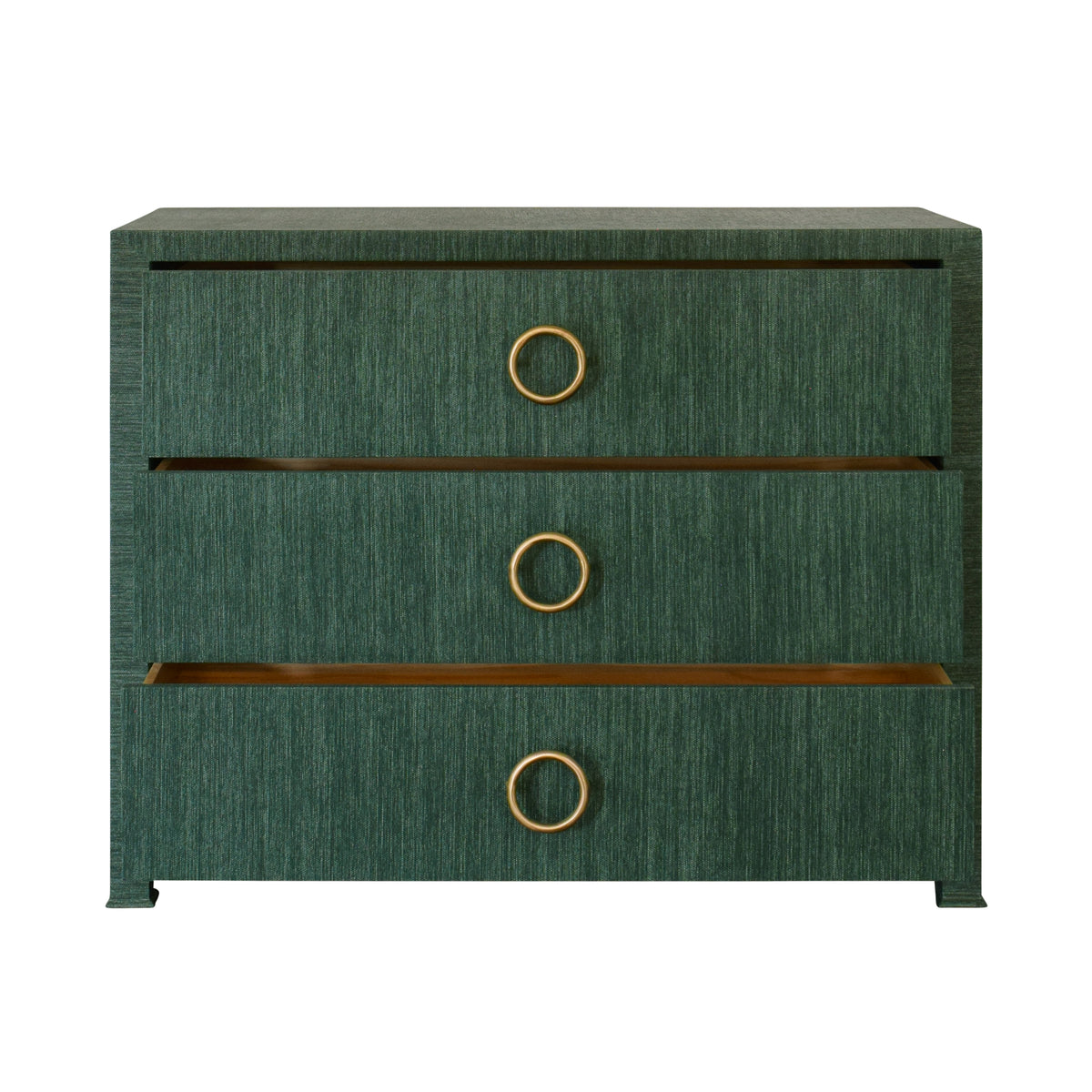 Getty Three Drawer Chest in Dyed Green Grasscloth by Worlds Away