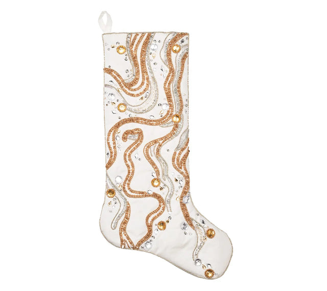 Tinsel Gold/Silver Stocking | Kim Seybert at Fig Linens and Home