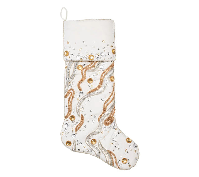Gilt Wave Gold/Silver Stocking | Kim Seybert at Fig Linens and Home