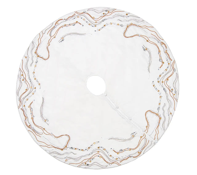 Gilt Wave Gold/Silver Tree Skirt | Kim Seybert at Fig Linens and Home