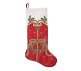 Jewel Wreath Red/Green/Gold Stocking | Kim Seybert at Fig Linens and Home