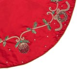 Jewel Garland Red/Green/Gold Tree Skirt Detail 3 | Kim Seybert at Fig Linens and Home