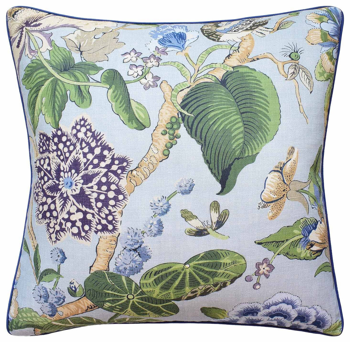 Hill Garden Sky Blue Throw Pillow by Ryan Studio - Thibaut Fabrics Grand Palace