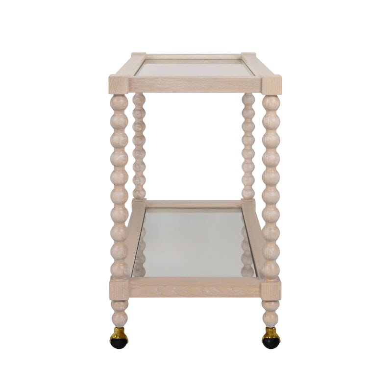 Bar Cart Side View - Isadore Light Cerused Oak Bar Cart by Worlds Away at Fig Linens and Home