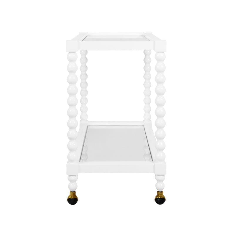 Bar Cart Side View - Isadore White Lacquer Bar Cart by Worlds Away at Fig Linens and Home