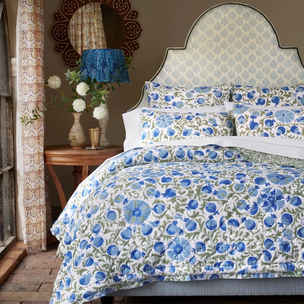 John Robshaw Aadav Sage Green Cotton Quilt Bedding  | Fig Linens and Home Lifestyle 1