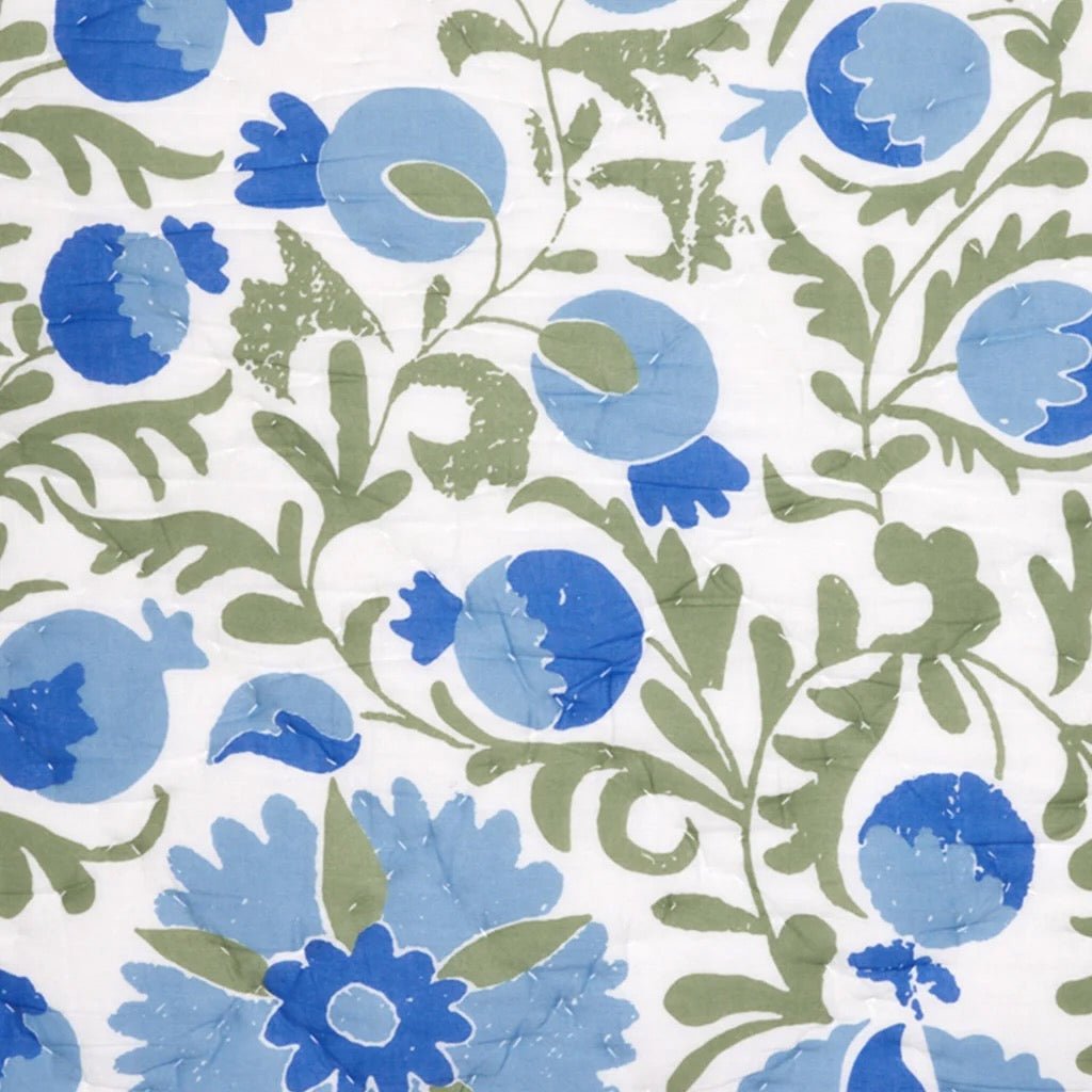 John Robshaw Aadav Sage Green Cotton Quilt Swatch Textiles  | Fig Linens and Home 1