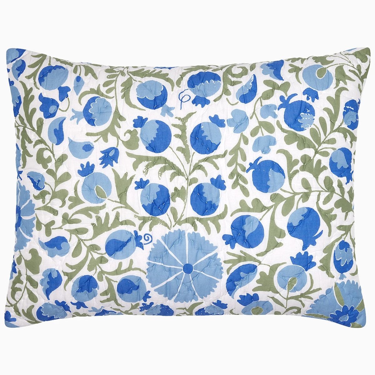 John Robshaw Aadav Sage Green Cotton Quilted Pillow Sham Front  | Fig Linens and Home 1