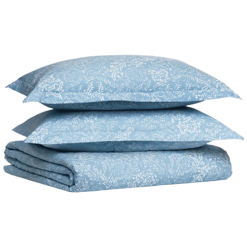 Duvet Cover - John Robshaw Textiles Avni Light Indigo Blue Bedding at Fig LInens and Home