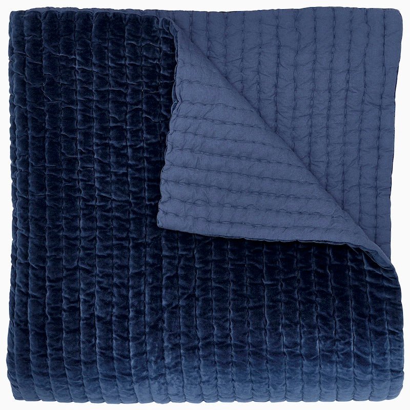 Navy Blue Bedding - John Robshaw Velvet Indigo Quilted Coverlet at Fig Linens and Home