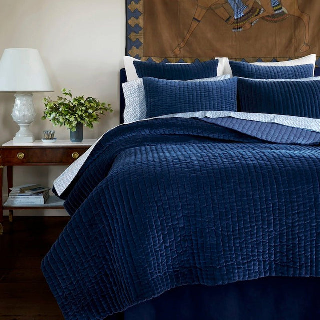John Robshaw Bedding - Velvet Indigo Quilts at Fig Linens and Home - Lifestyle image 2