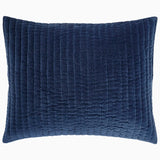 John Robshaw Pillow - Navy Blue Bedding - John Robshaw Velvet Indigo Quilted Pillow Sham Front