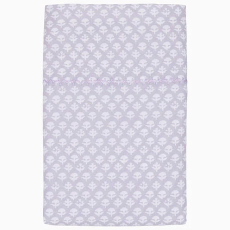 Flat Sheet with Embroidery - John Robshaw Bindi Lavender Sheets | Organic Cotton Bedding
