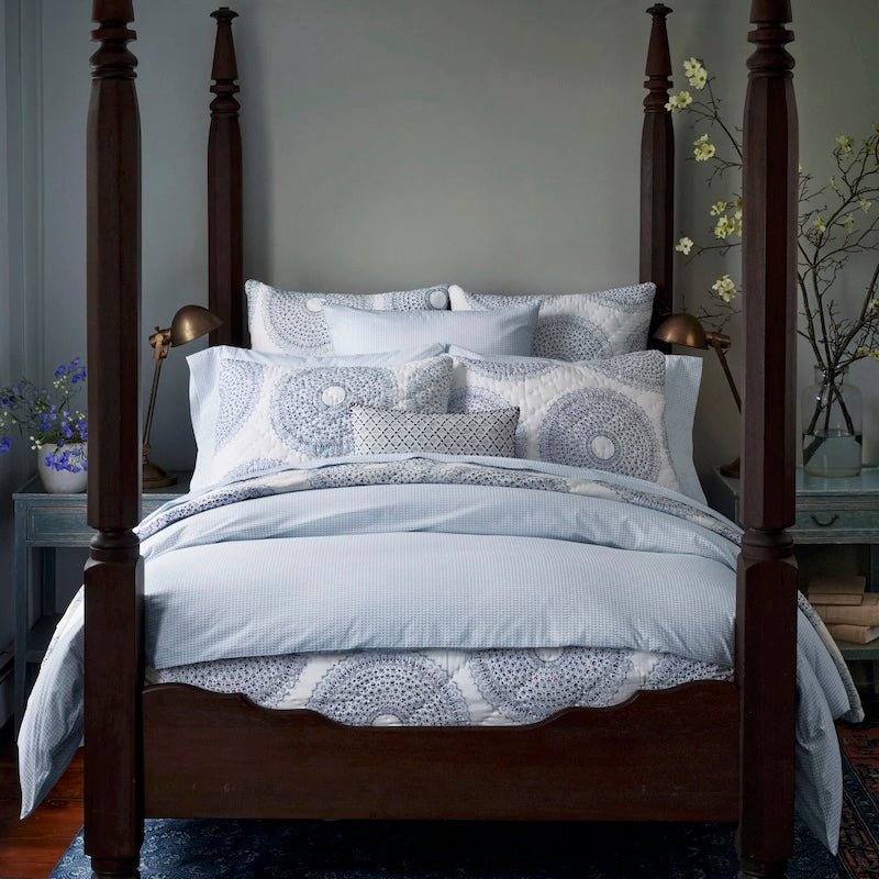 Cinde Light Indigo Organic Duvet Covers | John Robshaw Blue Bedding at Fig Linens and Home