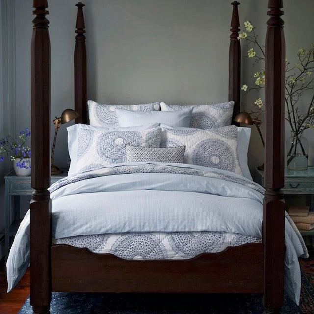 Cinde Light Indigo Organic Duvet Covers | John Robshaw Blue Bedding at Fig Linens and Home