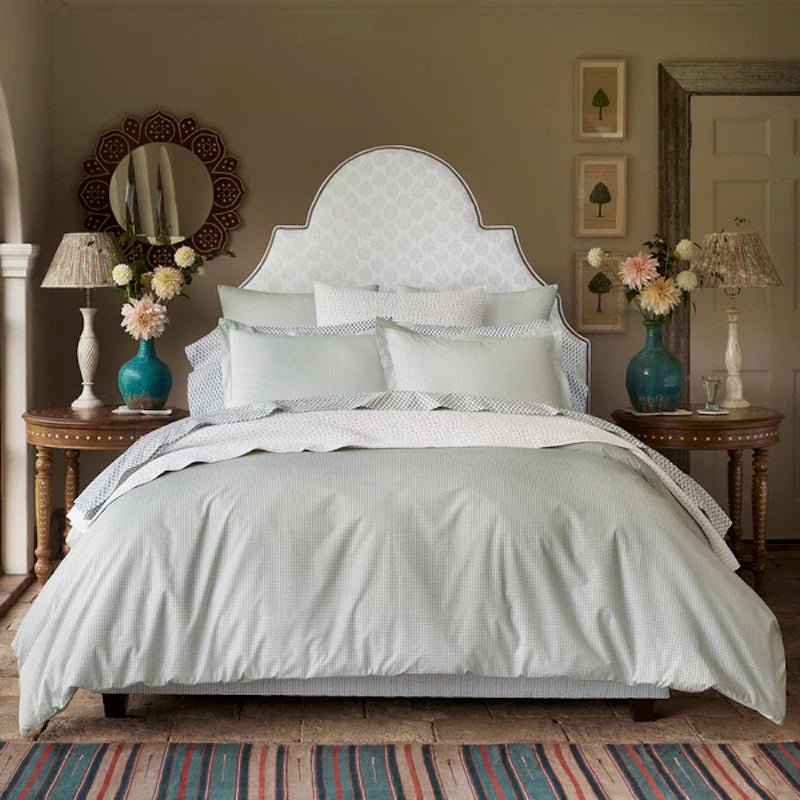 Cinde Sage Green Organic Duvet Covers | John Robshaw Bedding at Fig Linens and Home