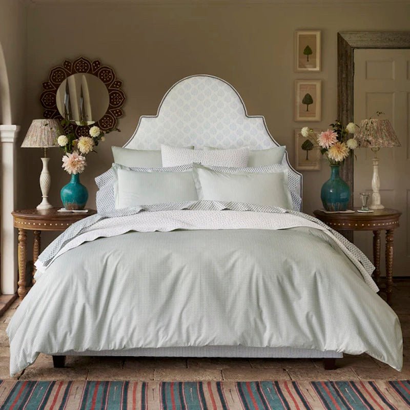 Cinde Sage Green Organic Duvet Covers | John Robshaw at Fig Linens and Home
