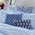 Sofi Indigo Blue Lumbar shown on bed - John Robshaw Kidney Throw Pillow at Fig Linens and Home