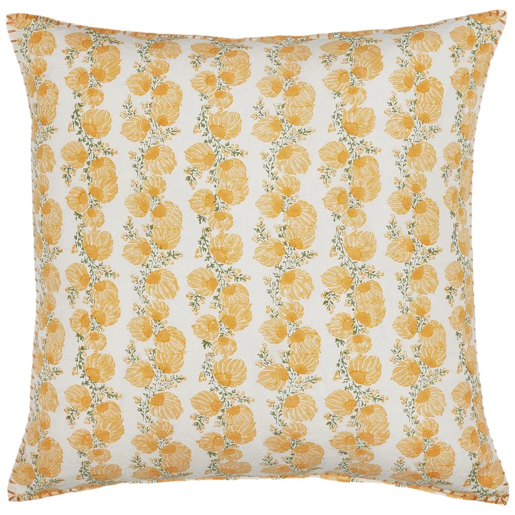 Decorative Pillow - John Robshaw Mahin Marigold Yellow Throw Pillow at Fig Linens and Home