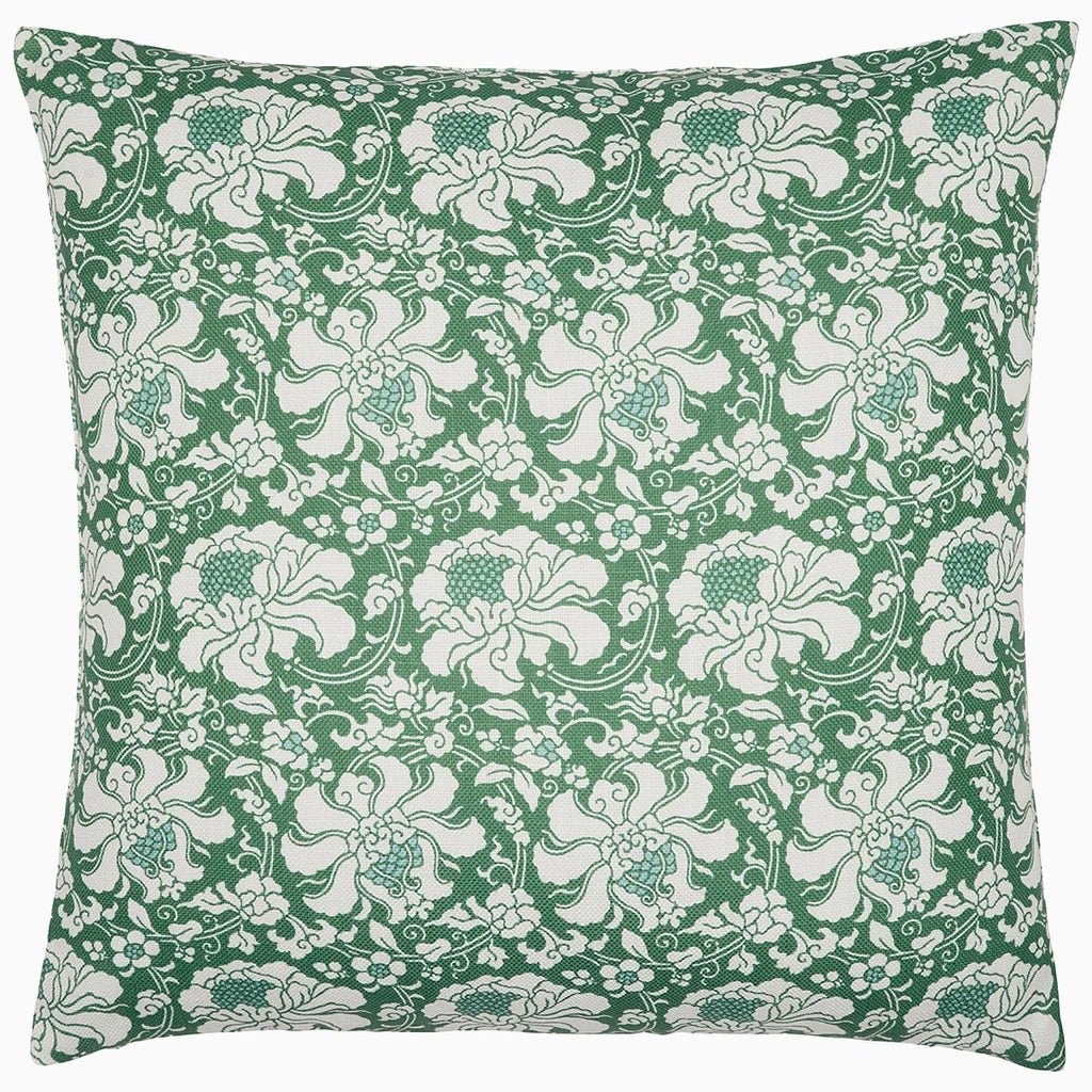 Decorative Pillow - John Robshaw Haasini Moss Green Outdoor Pillow at Fig Linens and Home